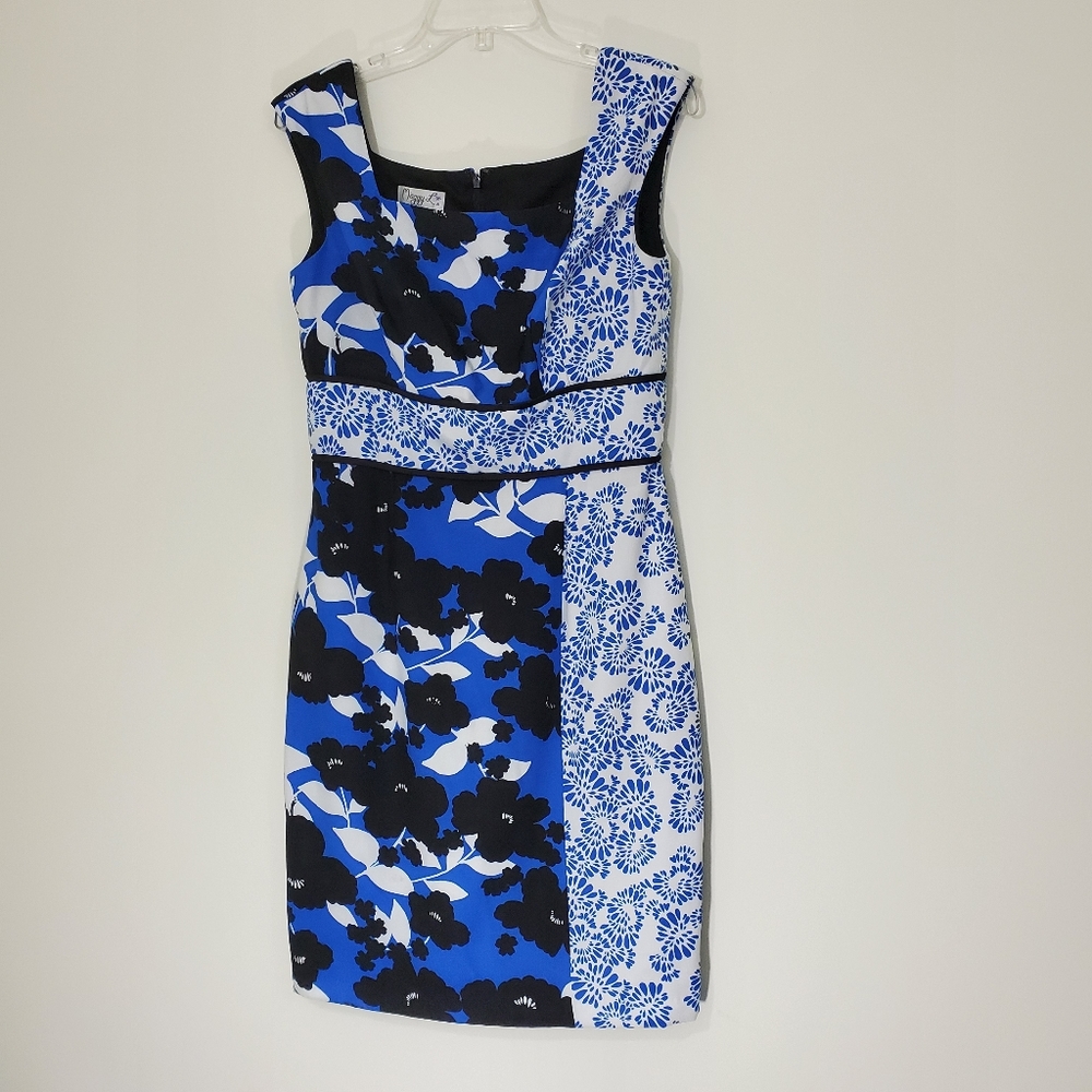 Maggy L Blue Floral Dress, Size 8
